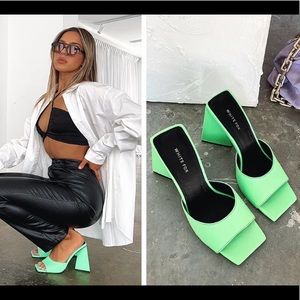 White Fox Sweet Talker Mules Neon Green